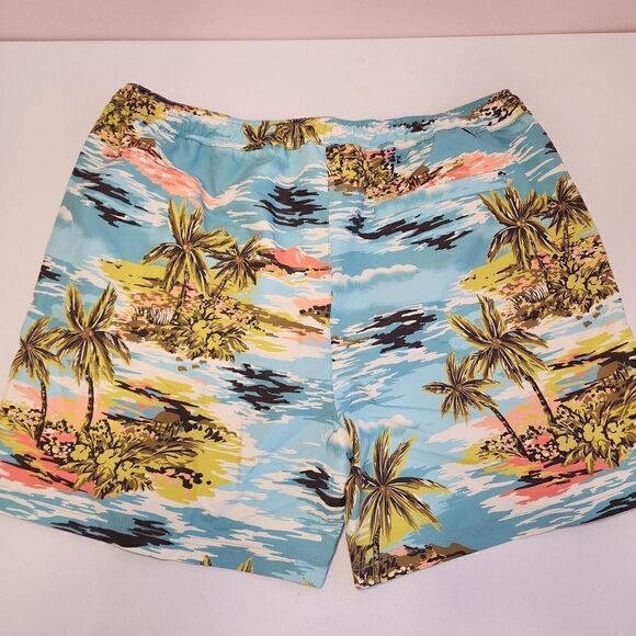 NWT COACH CK396 SWIM TRUNKS HAWAIIAN PRINT BLUE XXL - Picture 2 of 3